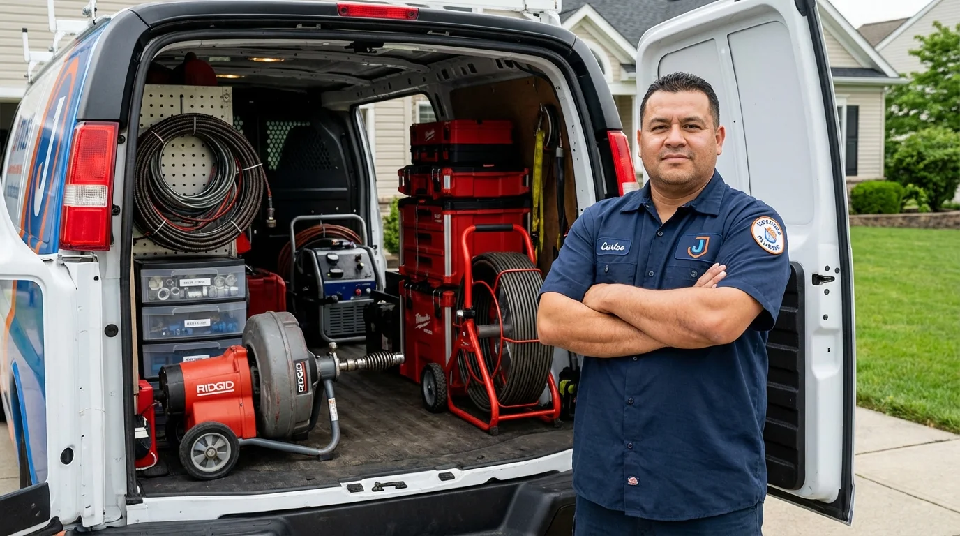 Professional drain cleaning equipment and Johns Plumbing LLC plumber in Middlebourne