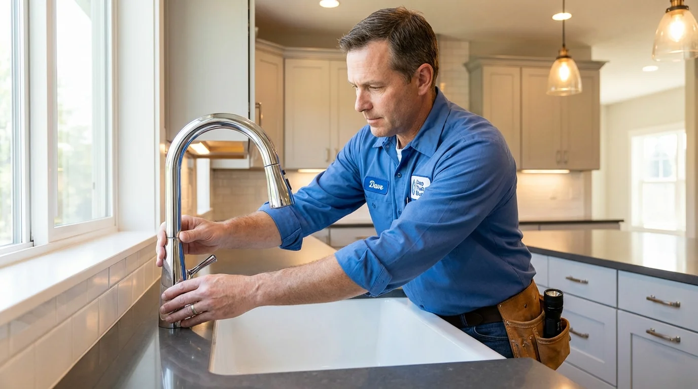 Kitchen faucet installation by Johns Plumbing LLC in Middlebourne